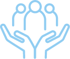 People in hands icon